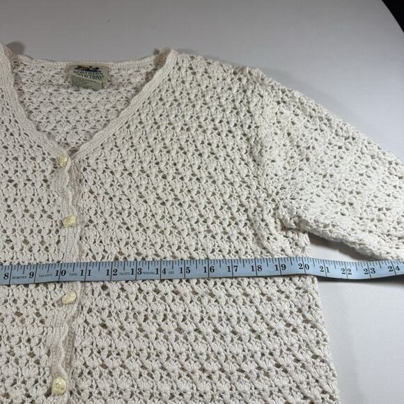 Vintage Northern Reflections Open Knit Boho Cottage cardigan sweater White Sz XL - Picture 6 of 7